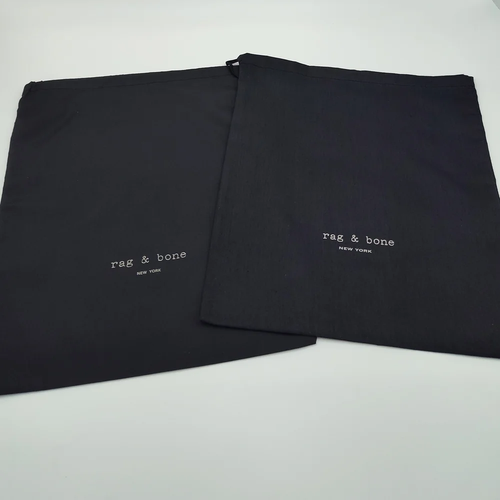 rag & bone New York Dust Bag Set Black Cotton Storage Pouch Pair 15x13 EUC